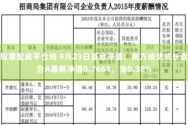 股票配资平仓线 9月23日基金净值：南方绩优成长混合A最新净值0.7661，涨0.38%