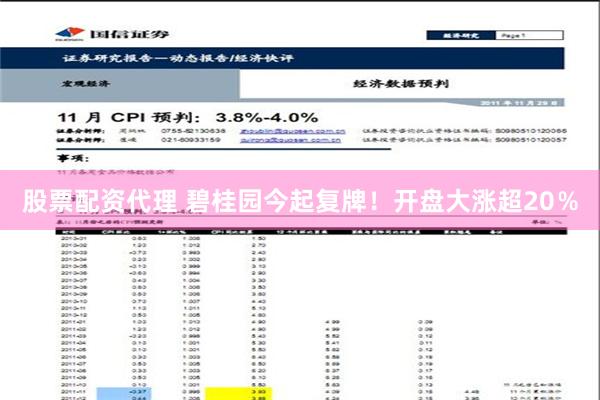 股票配资代理 碧桂园今起复牌！开盘大涨超20％